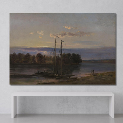 L'Elba Al Tramonto Johan Christian Dahl jcd61 quadro stampato su tela