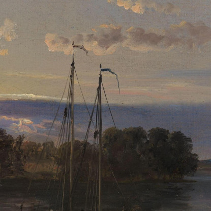 L'Elba Al Tramonto Johan Christian Dahl jcd61 quadro stampato su tela
