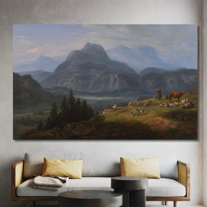 La Valle Dell'Adige Vicino A Roveredo Johan Christian Dahl jcd67 quadro stampato su tela