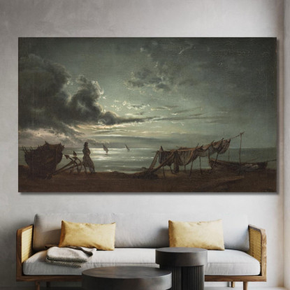 Il Golfo Di Napoli Al Chiaro Di Luna Johan Christian Dahl jcd68 quadro stampato su tela
