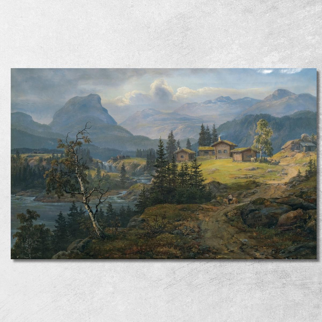 Veduta Della Fattoria Øylo A Valdres Johan Christian Dahl jcd93 quadro stampato su tela