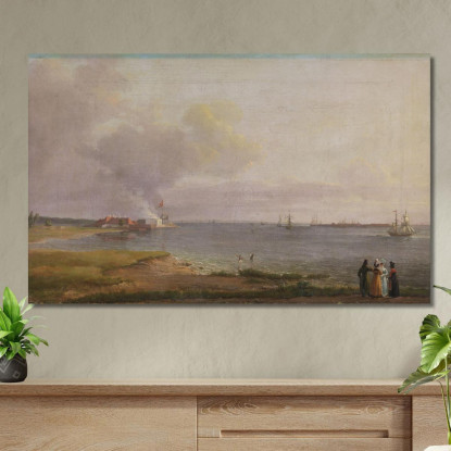 Veduta Su Øresund Vicino Alle Cave Di Calce Johan Christian Dahl jcd96 quadro stampato su tela