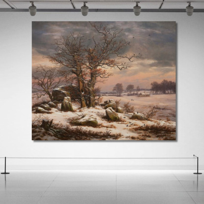 Paesaggio Invernale Vicino A Vordingborg Danimarca Johan Christian Dahl jcd98 quadro stampato su tela