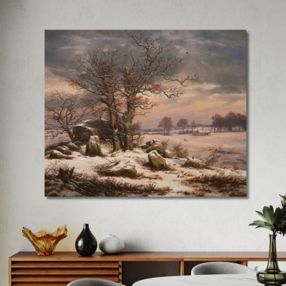 Paesaggio Invernale Vicino A Vordingborg Danimarca Johan Christian Dahl jcd98 quadro stampato su tela