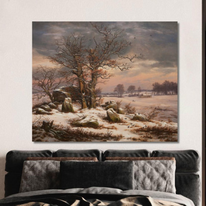 Paesaggio Invernale Vicino A Vordingborg Danimarca Johan Christian Dahl jcd98 quadro stampato su tela