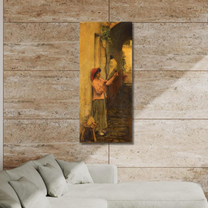 Una Filatrice Napoletana John William Waterhouse jww2 quadro stampato su tela