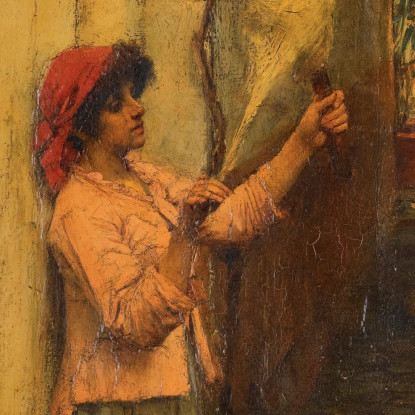 Una Filatrice Napoletana John William Waterhouse jww2 quadro stampato su tela