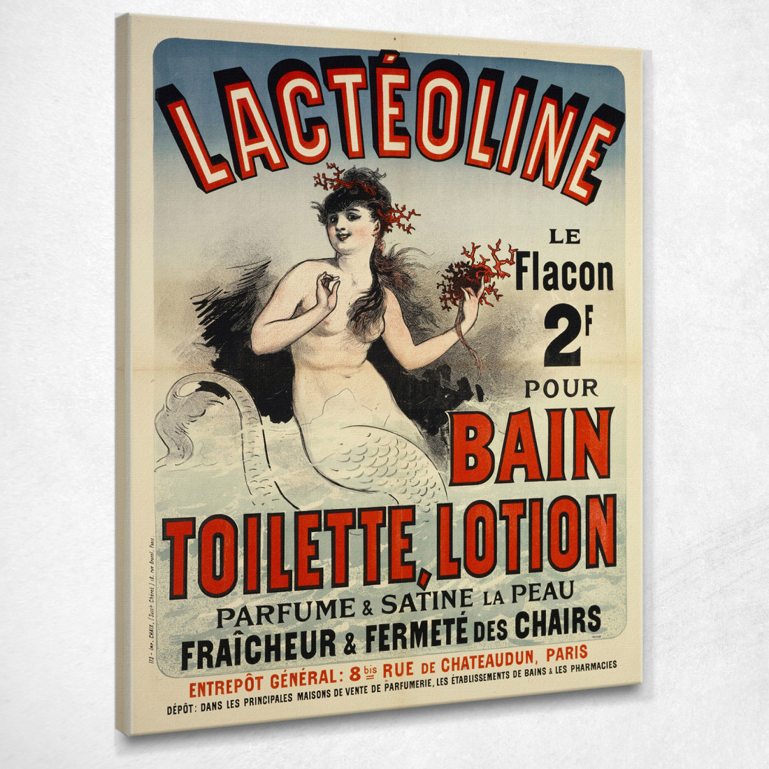 Lacteolinebain Toilette Lozione Jules Chéret jch60 quadro stampato su tela