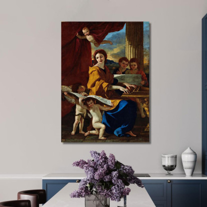 Santa Cecilia Nicolas Poussin nps25 quadro stampato su tela