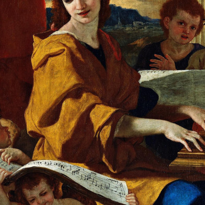 Santa Cecilia Nicolas Poussin nps25 quadro stampato su tela