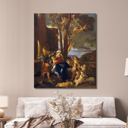 La Sacra Famiglia Con San Giovanni Battista Nicolas Poussin nps41 quadro stampato su tela