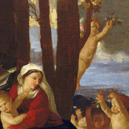 La Sacra Famiglia Con San Giovanni Battista Nicolas Poussin nps41 quadro stampato su tela