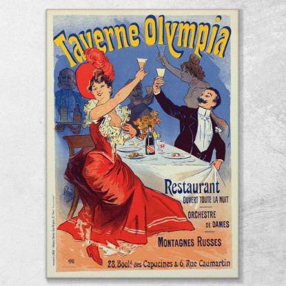 Taverna Olimpia Jules Chéret jch106 quadro stampato su tela