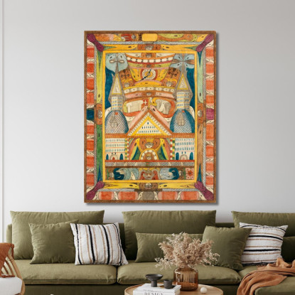 Leantika - Gigante - Grand - Hotel Nel Lago Lion India Adolf Wölfli awl25 quadro stampato su tela