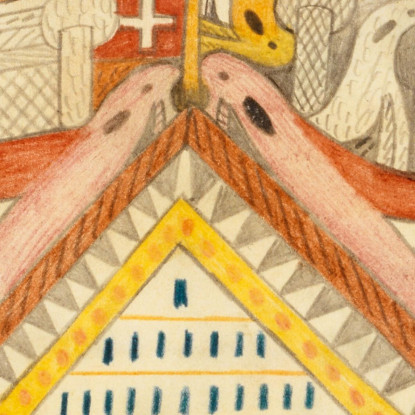 Leantika - Gigante - Grand - Hotel Nel Lago Lion India Adolf Wölfli awl25 quadro stampato su tela