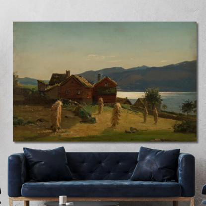 Case Contadine A Balestrand Amaldus Nielsen ani23 quadro stampato su tela