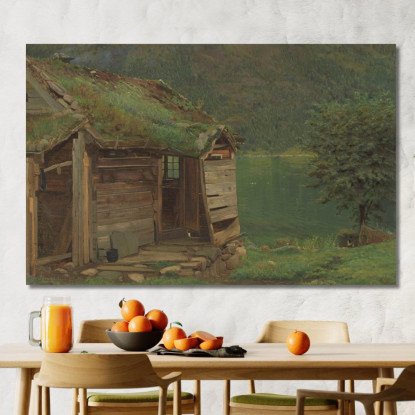 Casale A Balestrand Amaldus Nielsen ani41 quadro stampato su tela