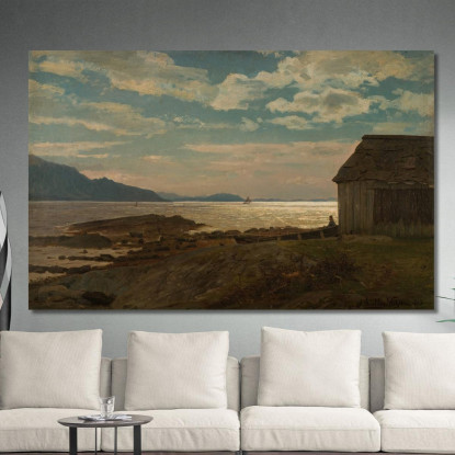 Da Ølvestranden Hardanger Amaldus Nielsen ani108 quadro stampato su tela