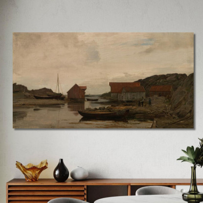 Tempo Piovoso Skudeneshavn Amaldus Nielsen ani127 quadro stampato su tela