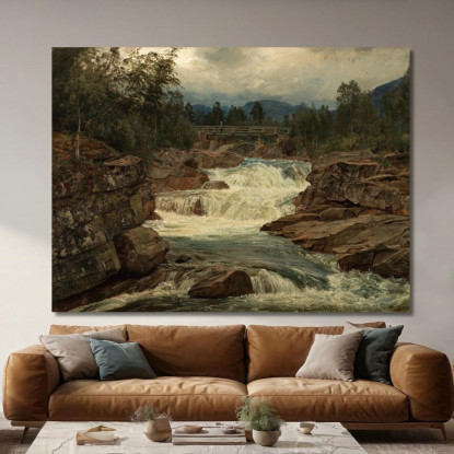 Cascata Di Hornindal Nordfjord Amaldus Nielsen ani132 quadro stampato su tela