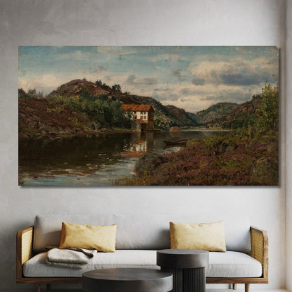 Hovenkilen Presso Mandal Amaldus Nielsen ani134 quadro stampato su tela