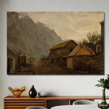 Atmosfera Di Pioggia Gudvangen Amaldus Nielsen ani181 quadro stampato su tela