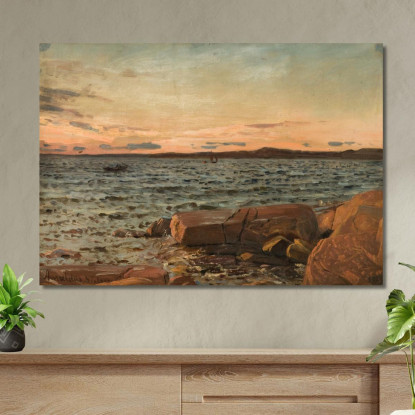 Solgangsvind Hvaloene Amaldus Nielsen ani200 quadro stampato su tela