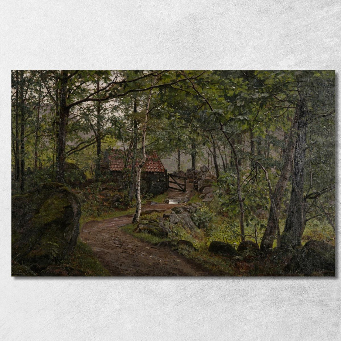 Sotto Gli Alberi Hoven Vicino A Mandal Amaldus Nielsen ani226 quadro stampato su tela