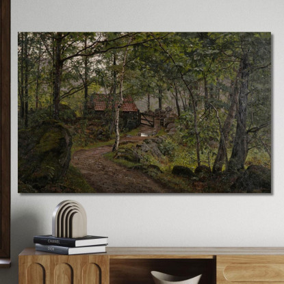 Sotto Gli Alberi Hoven Vicino A Mandal Amaldus Nielsen ani226 quadro stampato su tela