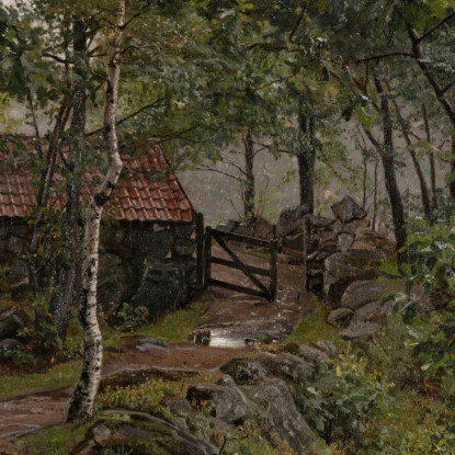 Sotto Gli Alberi Hoven Vicino A Mandal Amaldus Nielsen ani226 quadro stampato su tela
