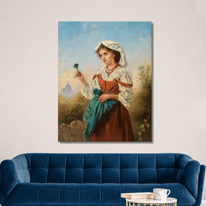 Una Venditrice Di Violette Italiana Con Roma Sullo Sfondo Anton Romako arm4 quadro stampato su tela
