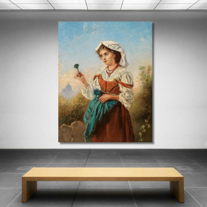 Una Venditrice Di Violette Italiana Con Roma Sullo Sfondo Anton Romako arm4 quadro stampato su tela