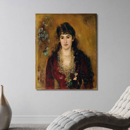 Dama In Abito Rosso Anton Romako arm12 quadro stampato su tela