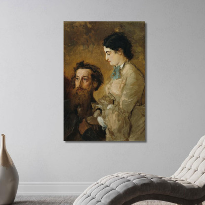 Lo Scultore Reinhold Begas Con La Moglie Margarethe Anton Romako arm16 quadro stampato su tela