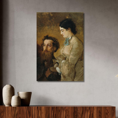 Lo Scultore Reinhold Begas Con La Moglie Margarethe Anton Romako arm16 quadro stampato su tela