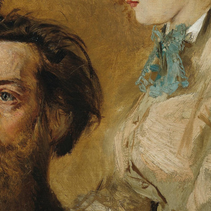 Lo Scultore Reinhold Begas Con La Moglie Margarethe Anton Romako arm16 quadro stampato su tela