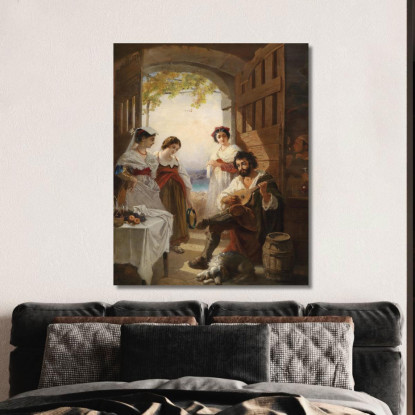 Osteria Napoletana Anton Romako arm44 quadro stampato su tela