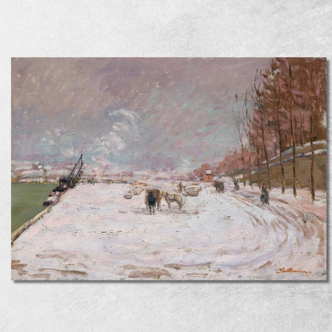 Quai Saint-Bernard Sotto La Neve Parigi Armand Guillaumin agl78 quadro stampato su tela