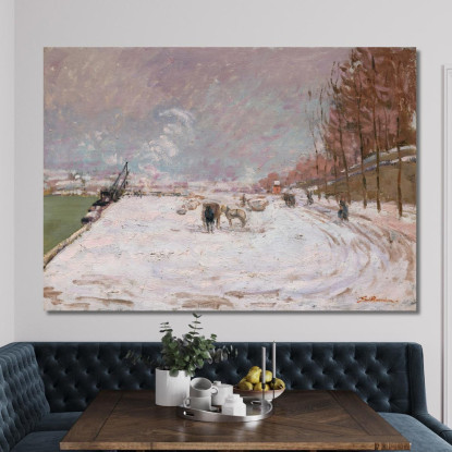 Quai Saint-Bernard Sotto La Neve Parigi Armand Guillaumin agl78 quadro stampato su tela