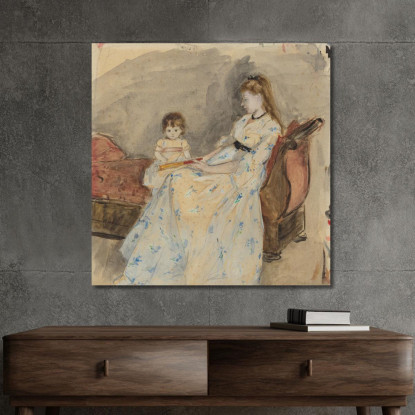 La Sorella Dell'Artista Edma Con Sua Figlia Jeanne Berthe Morisot bmr38 quadro stampato su tela
