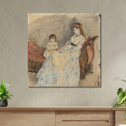 La Sorella Dell'Artista Edma Con Sua Figlia Jeanne Berthe Morisot bmr38 quadro stampato su tela