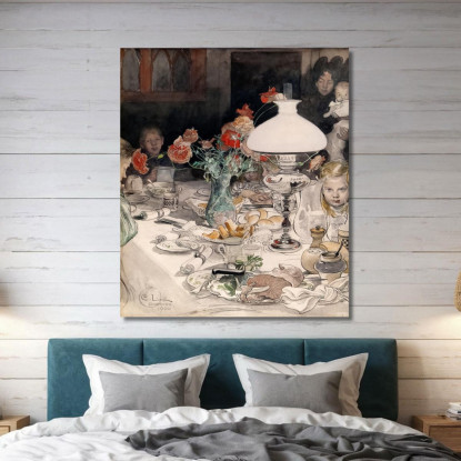 Intorno Alla Lampada Della Sera Carl Larsson clr5 quadro stampato su tela