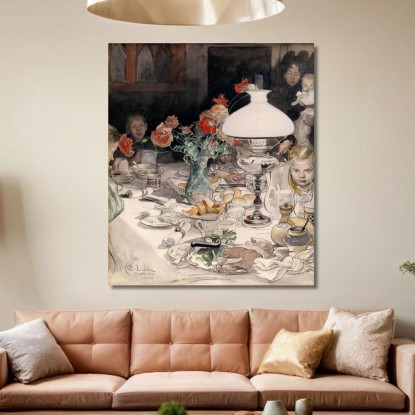 Intorno Alla Lampada Della Sera Carl Larsson clr5 quadro stampato su tela