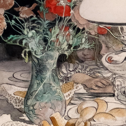 Intorno Alla Lampada Della Sera Carl Larsson clr5 quadro stampato su tela