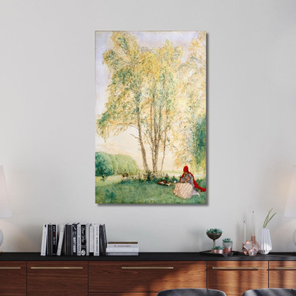 Sotto Le Betulle Carl Larsson clr8 quadro stampato su tela