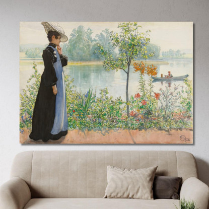 Karin Sulla Riva Carl Larsson clr30 quadro stampato su tela