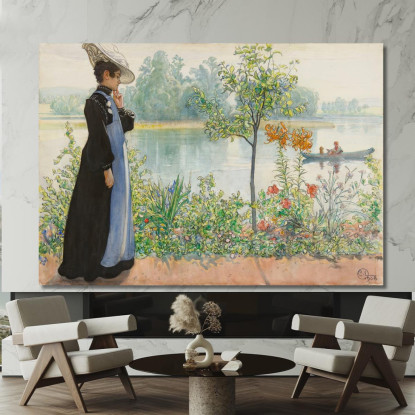 Karin Sulla Riva Carl Larsson clr30 quadro stampato su tela