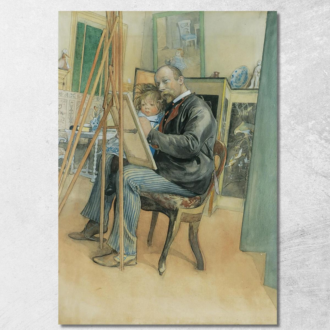 Riflesso Nello Specchio Con Brita Carl Larsson clr36 quadro stampato su tela