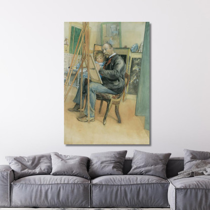 Riflesso Nello Specchio Con Brita Carl Larsson clr36 quadro stampato su tela