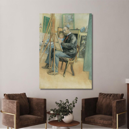 Riflesso Nello Specchio Con Brita Carl Larsson clr36 quadro stampato su tela